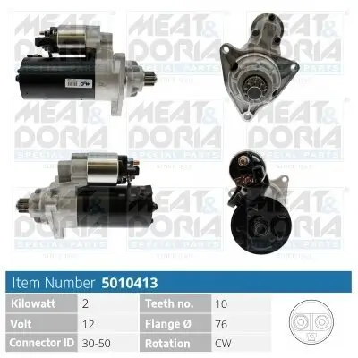 Starter 12 V 2 kW MEAT & DORIA 5010413 Bild Starter 12 V 2 kW MEAT & DORIA 5010413
