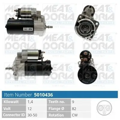 Starter 12 V 1,4 kW MEAT & DORIA 5010436 Bild Starter 12 V 1,4 kW MEAT & DORIA 5010436