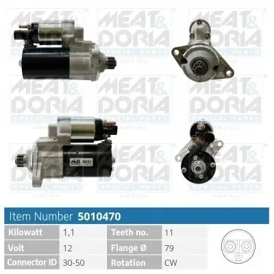 Starter 12 V 1,1 kW MEAT & DORIA 5010470 Bild Starter 12 V 1,1 kW MEAT & DORIA 5010470