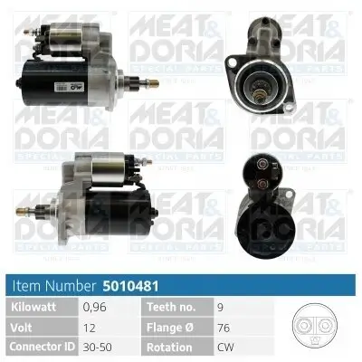 Starter 12 V 0,96 kW MEAT & DORIA 5010481