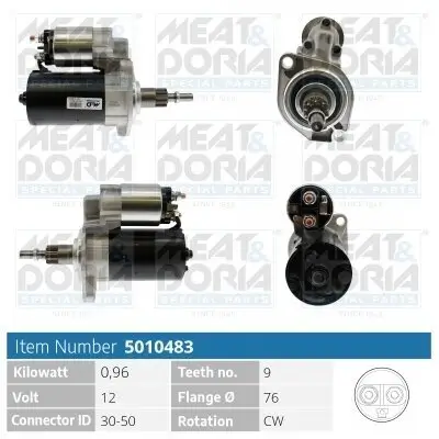 Starter 12 V 0,96 kW MEAT & DORIA 5010483