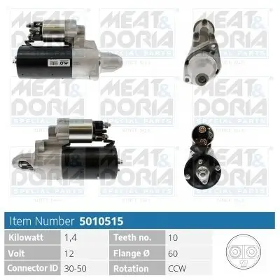 Starter 12 V 1,4 kW MEAT & DORIA 5010515 Bild Starter 12 V 1,4 kW MEAT & DORIA 5010515