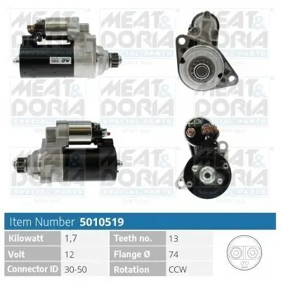 Starter 12 V 1,7 kW MEAT & DORIA 5010519