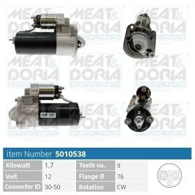 Starter 12 V 1,7 kW MEAT & DORIA 5010538