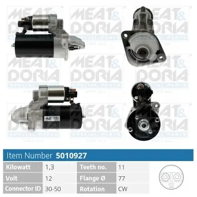 Starter 12 V 1,3 kW MEAT & DORIA 5010927 Bild Starter 12 V 1,3 kW MEAT & DORIA 5010927