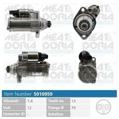 Starter 12 V 1,4 kW MEAT & DORIA 5010959 Bild Starter 12 V 1,4 kW MEAT & DORIA 5010959