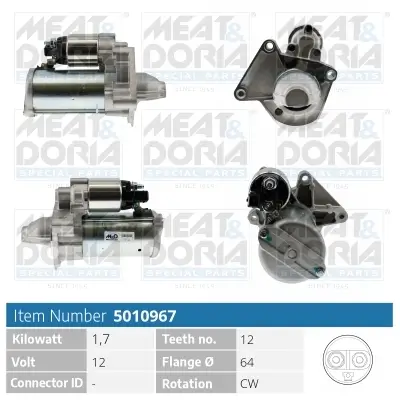 Starter 12 V 1,7 kW MEAT & DORIA 5010967 Bild Starter 12 V 1,7 kW MEAT & DORIA 5010967