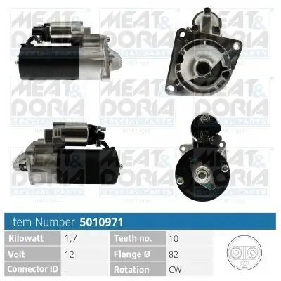 Starter 12 V 1,7 kW MEAT & DORIA 5010971 Bild Starter 12 V 1,7 kW MEAT & DORIA 5010971