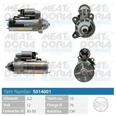 Starter 12 V 2,2 kW MEAT & DORIA 5014001