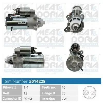 Starter 12 V 1,4 kW MEAT & DORIA 5014228