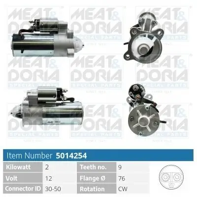 Starter 12 V 2 kW MEAT & DORIA 5014254 Bild Starter 12 V 2 kW MEAT & DORIA 5014254