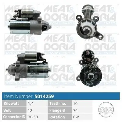 Starter 12 V 1,4 kW MEAT & DORIA 5014259 Bild Starter 12 V 1,4 kW MEAT & DORIA 5014259