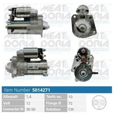 Starter 12 V 1,4 kW MEAT & DORIA 5014271 Bild Starter 12 V 1,4 kW MEAT & DORIA 5014271