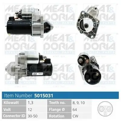 Starter 12 V 1,3 kW MEAT & DORIA 5015031 Bild Starter 12 V 1,3 kW MEAT & DORIA 5015031