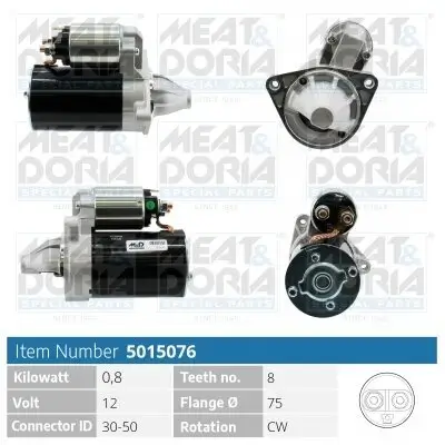Starter 12 V 0,8 kW MEAT & DORIA 5015076 Bild Starter 12 V 0,8 kW MEAT & DORIA 5015076