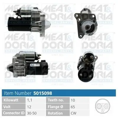 Starter 12 V 1,1 kW MEAT & DORIA 5015098 Bild Starter 12 V 1,1 kW MEAT & DORIA 5015098