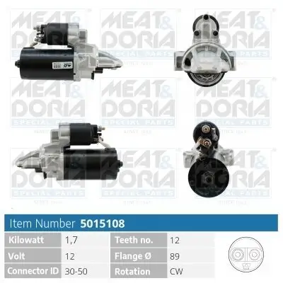 Starter 12 V 1,7 kW MEAT & DORIA 5015108