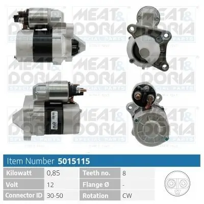 Starter 12 V 0,85 kW MEAT & DORIA 5015115 Bild Starter 12 V 0,85 kW MEAT & DORIA 5015115