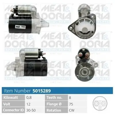 Starter 12 V 0,8 kW MEAT & DORIA 5015289