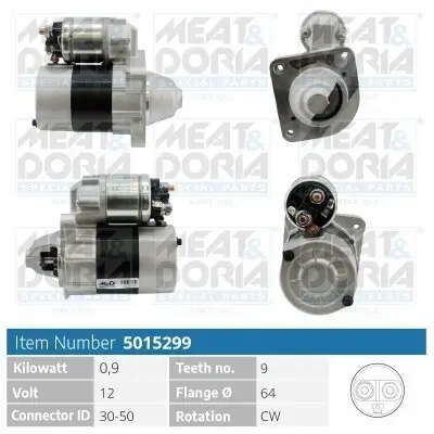 Starter 12 V 0,9 kW MEAT & DORIA 5015299