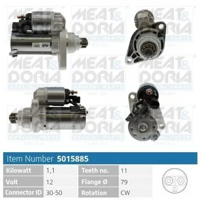 Starter 12 V 1,1 kW MEAT & DORIA 5015885 Bild Starter 12 V 1,1 kW MEAT & DORIA 5015885