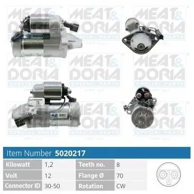 Starter 12 V 1,2 kW MEAT & DORIA 5020217 Bild Starter 12 V 1,2 kW MEAT & DORIA 5020217