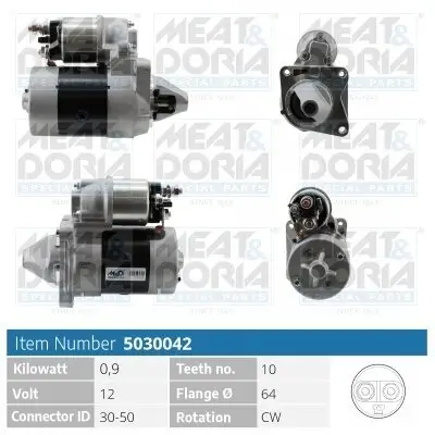 Starter 12 V 0,9 kW MEAT & DORIA 5030042