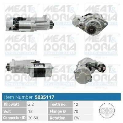 Starter 12 V 2,2 kW MEAT & DORIA 5035117 Bild Starter 12 V 2,2 kW MEAT & DORIA 5035117