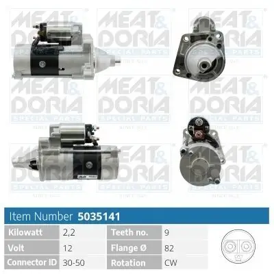 Starter 12 V 2,2 kW MEAT & DORIA 5035141 Bild Starter 12 V 2,2 kW MEAT & DORIA 5035141