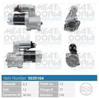 Starter 12 V 2,2 kW MEAT & DORIA 5035164 Bild Starter 12 V 2,2 kW MEAT & DORIA 5035164