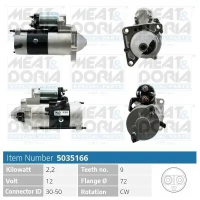 Starter 12 V 2,2 kW MEAT & DORIA 5035166 Bild Starter 12 V 2,2 kW MEAT & DORIA 5035166