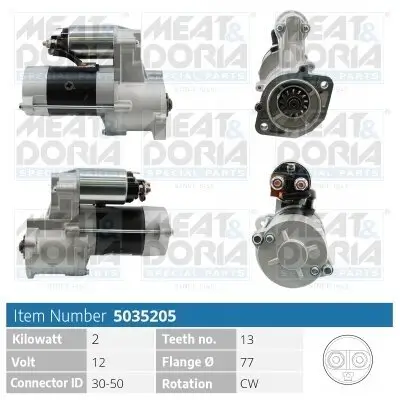 Starter 12 V 2 kW MEAT & DORIA 5035205 Bild Starter 12 V 2 kW MEAT & DORIA 5035205