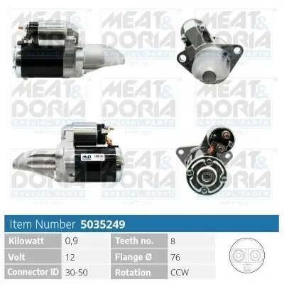 Starter 12 V 0,9 kW MEAT & DORIA 5035249 Bild Starter 12 V 0,9 kW MEAT & DORIA 5035249