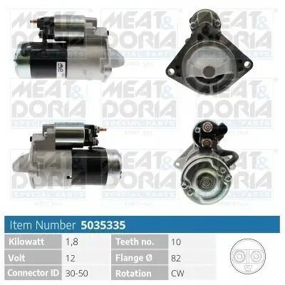 Starter 12 V 1,8 kW MEAT & DORIA 5035335 Bild Starter 12 V 1,8 kW MEAT & DORIA 5035335