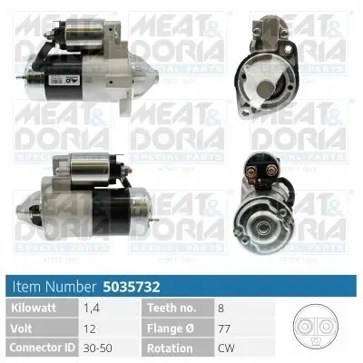 Starter 12 V 1,4 kW MEAT & DORIA 5035732 Bild Starter 12 V 1,4 kW MEAT & DORIA 5035732