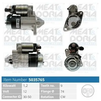 Starter 12 V 1,2 kW MEAT & DORIA 5035765 Bild Starter 12 V 1,2 kW MEAT & DORIA 5035765