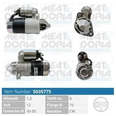 Starter 12 V 1,2 kW MEAT & DORIA 5035775 Bild Starter 12 V 1,2 kW MEAT & DORIA 5035775
