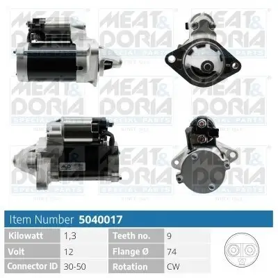Starter 12 V 1,3 kW MEAT & DORIA 5040017 Bild Starter 12 V 1,3 kW MEAT & DORIA 5040017
