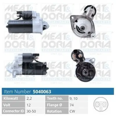 Starter 12 V 2,2 kW MEAT & DORIA 5040063