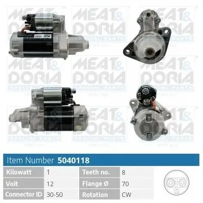 Starter 12 V 1 kW MEAT & DORIA 5040118