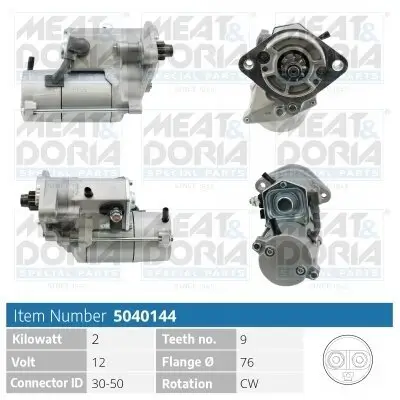 Starter 12 V 2 kW MEAT & DORIA 5040144 Bild Starter 12 V 2 kW MEAT & DORIA 5040144