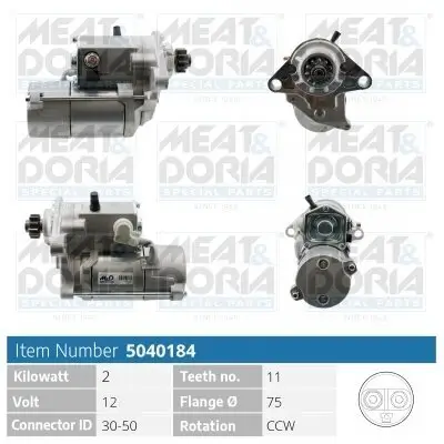 Starter 12 V 2 kW MEAT & DORIA 5040184
