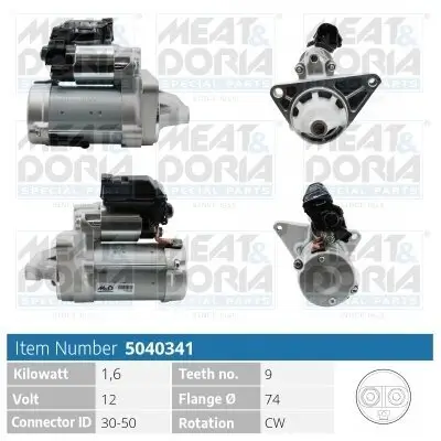 Starter 12 V 1,6 kW MEAT & DORIA 5040341