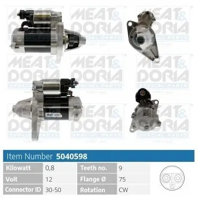 Starter 12 V 0,8 kW MEAT & DORIA 5040598