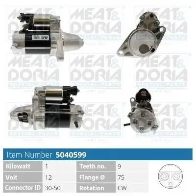 Starter 12 V 1 kW MEAT & DORIA 5040599 Bild Starter 12 V 1 kW MEAT & DORIA 5040599