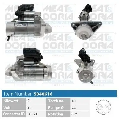 Starter 12 V 2 kW MEAT & DORIA 5040616