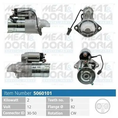 Starter 12 V 2 kW MEAT & DORIA 5060101 Bild Starter 12 V 2 kW MEAT & DORIA 5060101