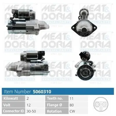 Starter 12 V 2 kW MEAT & DORIA 5060310 Bild Starter 12 V 2 kW MEAT & DORIA 5060310