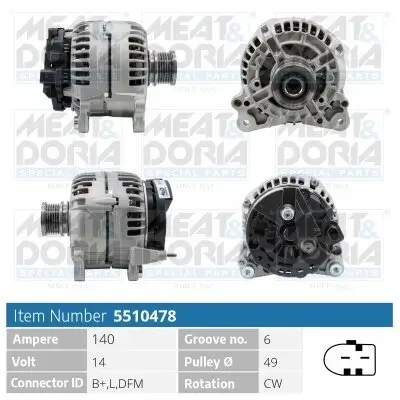 Generator 14 V MEAT & DORIA 5510478