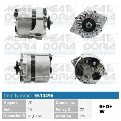 Generator 14 V MEAT & DORIA 5510496 Bild Generator 14 V MEAT & DORIA 5510496